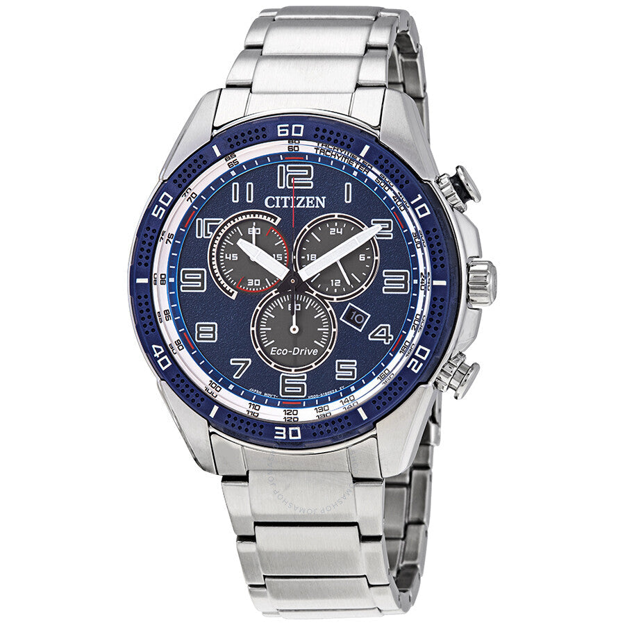 Reloj Citizen AR Chronograph Eco-Drive con esfera azul para hombre AT2440-51L