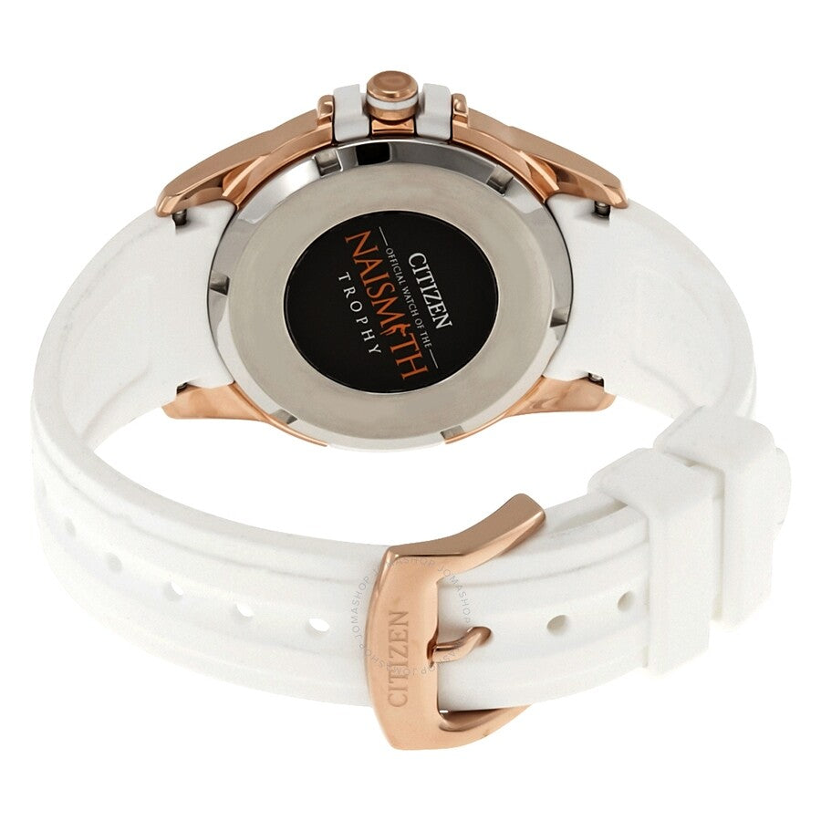 Citizen AR Eco-Drive Silver Dial Ladies White Silicone Watch FE6136-01A