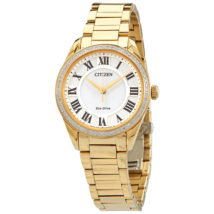 Citizen Arezzo Diamond White Dial Ladies Watch EM0882-59A - The Watches Men & Co