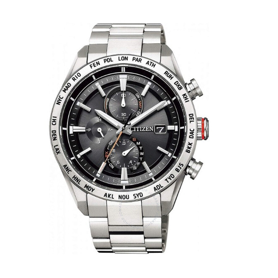 Citizen Attesa Perpetual Alarm World Time Chronograph GMT Black Dial Men's Watch AT8181-63E - The Watches Men & Co