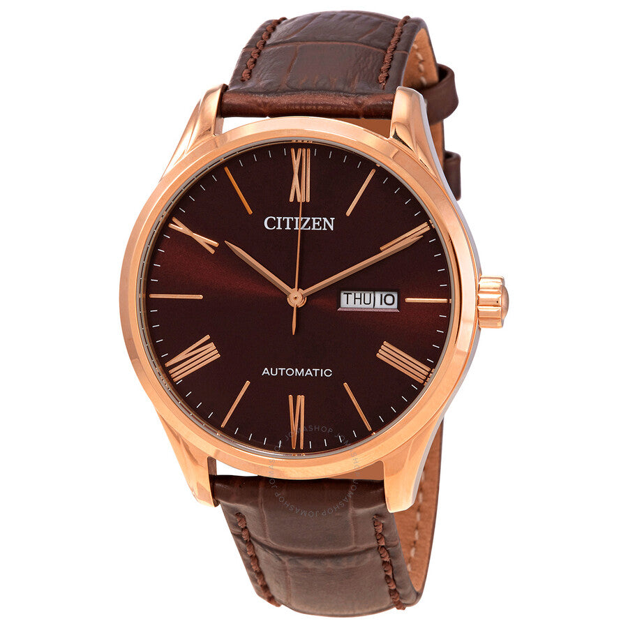 Citizen Automatic Brown Dial Brown Leather Men's Watch NH8363-14X - The Watches Men & Co