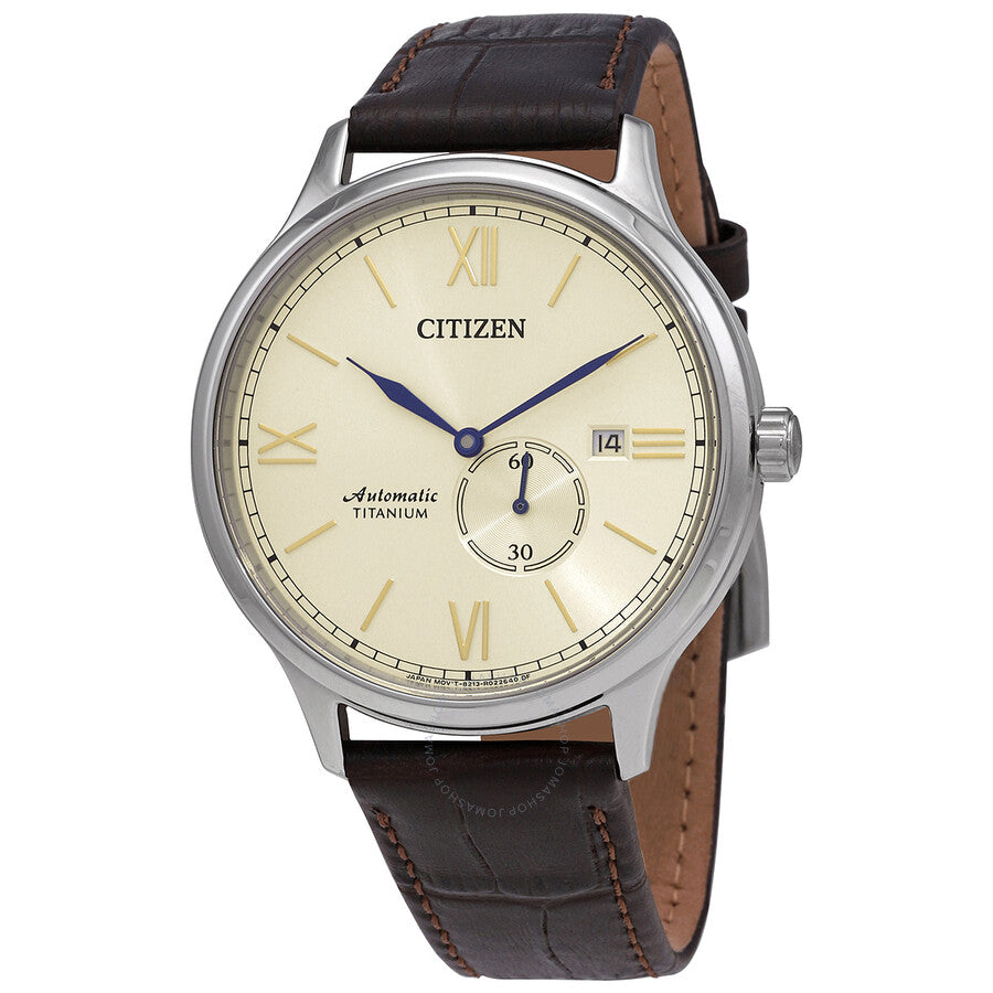 Citizen Automatic Champagne Dial Brown Leather Men's Watch NJ0090-13P - The Watches Men & Co