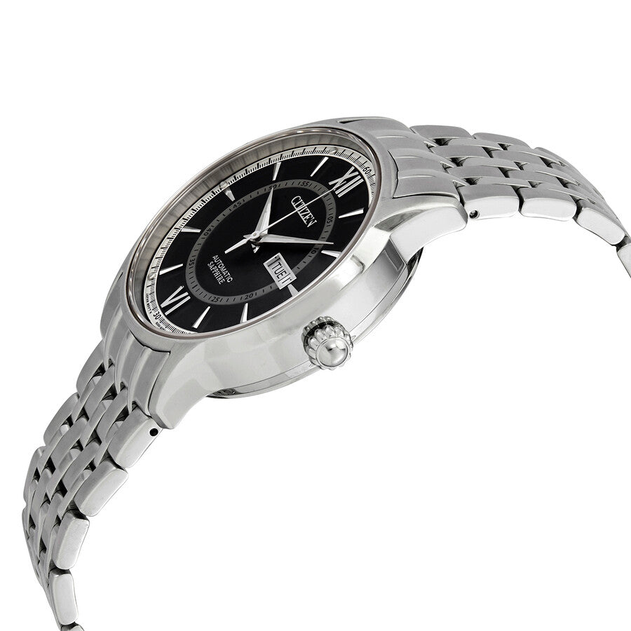 Citizen Automatic Sapphire Day-Date Black Dial Stainless Steel Men's Watch NH8325-56E