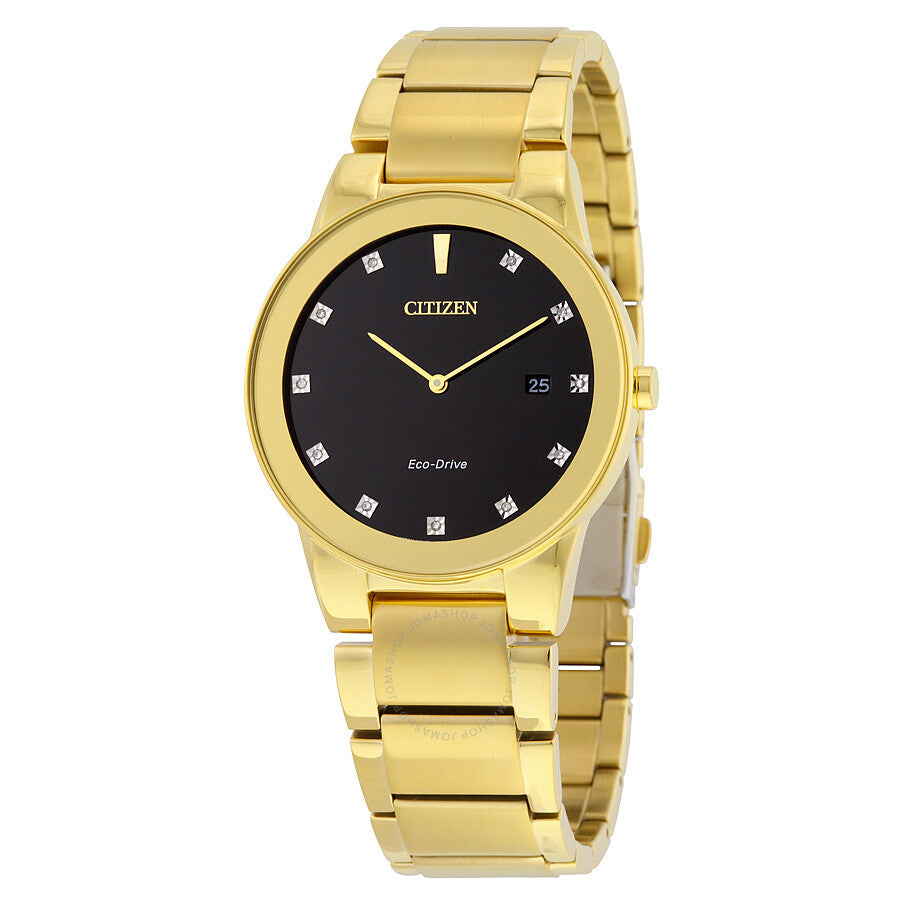 Citizen Axiom Reloj para hombre con esfera negra y diamantes en tono dorado AU1062-56G