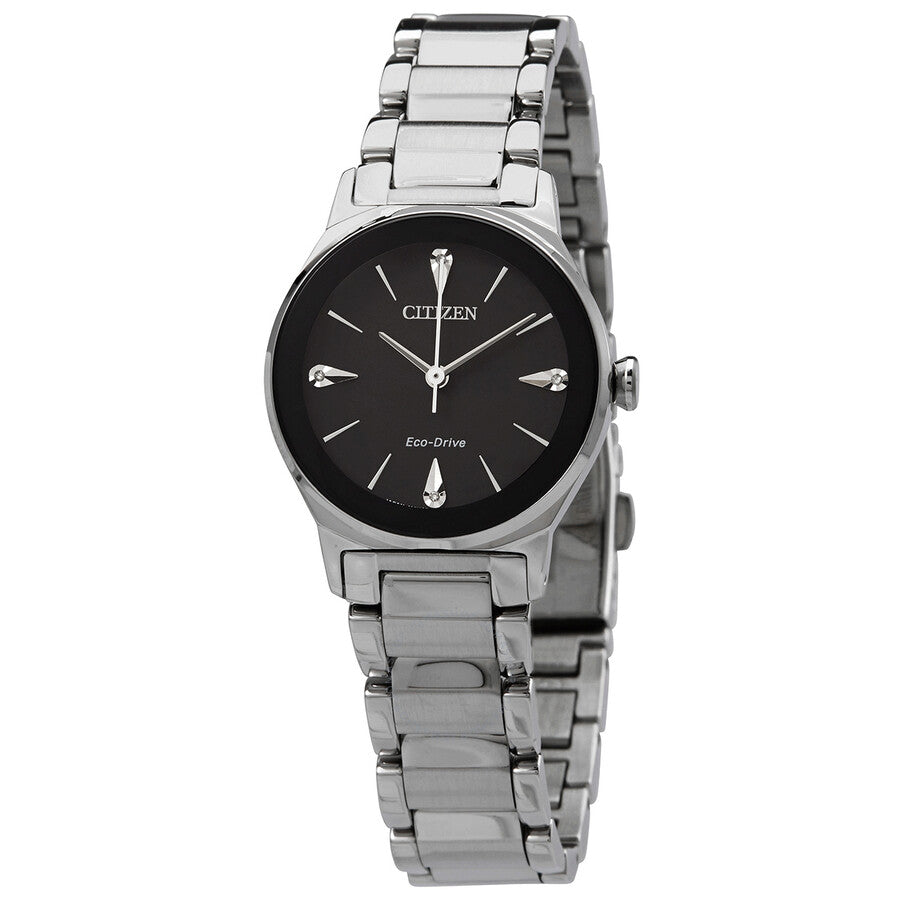 Citizen Axiom Diamond Black Dial Ladies Watch EM0730-57E - The Watches Men & Co