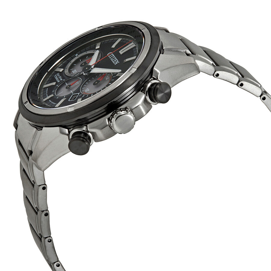 Citizen Black Dial Eco-Drive Super Titanium Chronograph Watch CA4241-55E