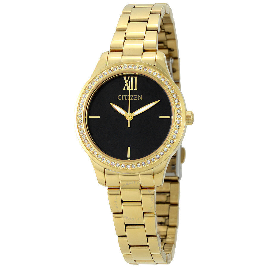 Citizen Black Dial Gold-tone Ladies Watch EL3088-59E - The Watches Men & Co
