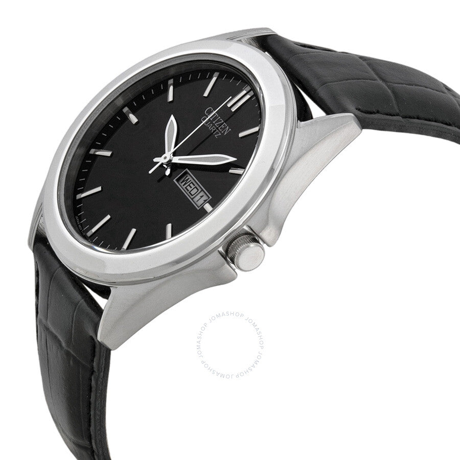 Citizen Black Dial Black Leather Men's Watch BF0580-06E