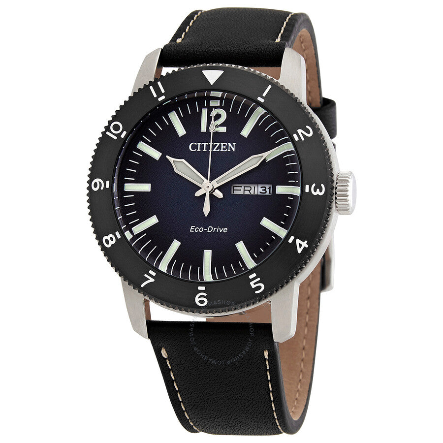 Citizen Blue Dial Black Leather Men's Watch AW0077-19L - The Watches Men & Co