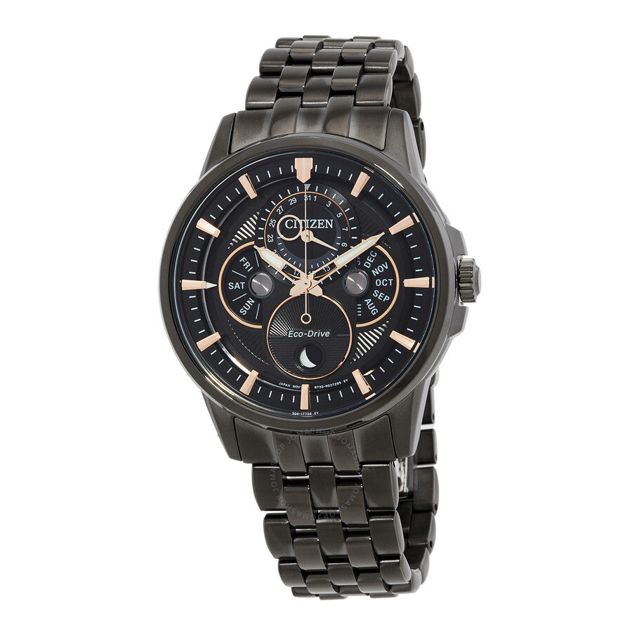 Citizen Calendrier Multifunction Black Dial Black-plated Men's Watch BU0057-54E