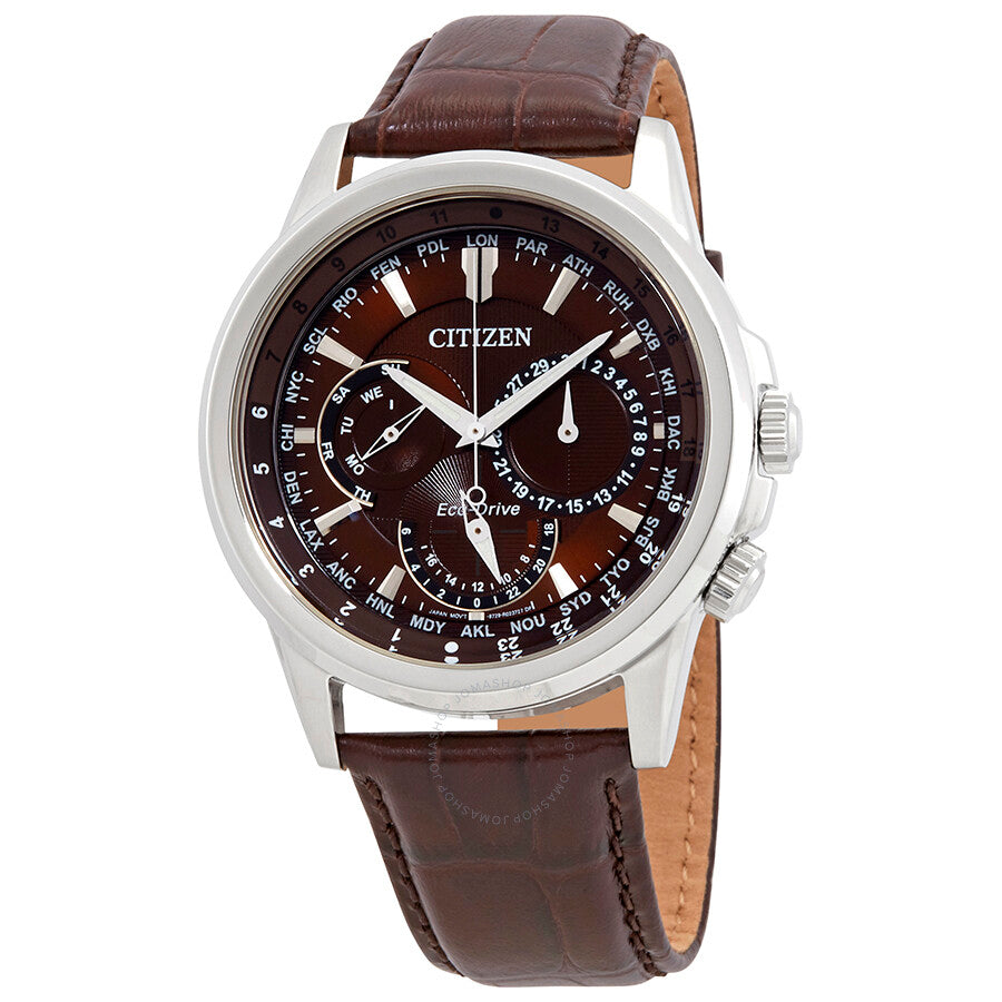 Citizen Calendrier World Time Eco-Drive Brown Dial Men's Watch BU2020-29X