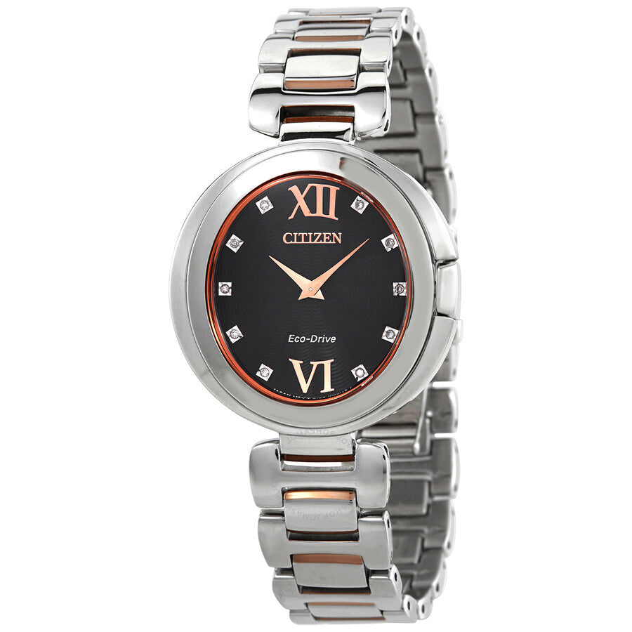 Citizen Capella Diamond Black Dial Ladies Two-Tone Watch EX1516-52E