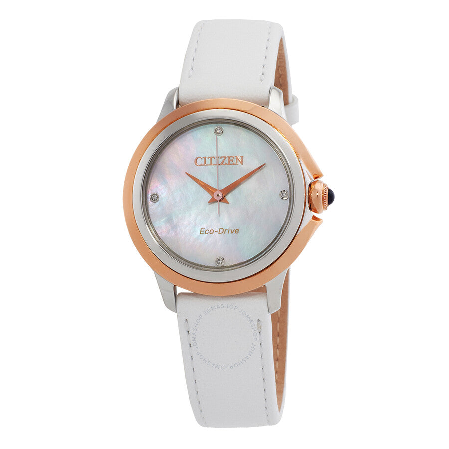 Citizen Ceci Eco-Drive Diamond Mother of Pearl Dial Ladies Watch EM0796-08Y - The Watches Men & Co