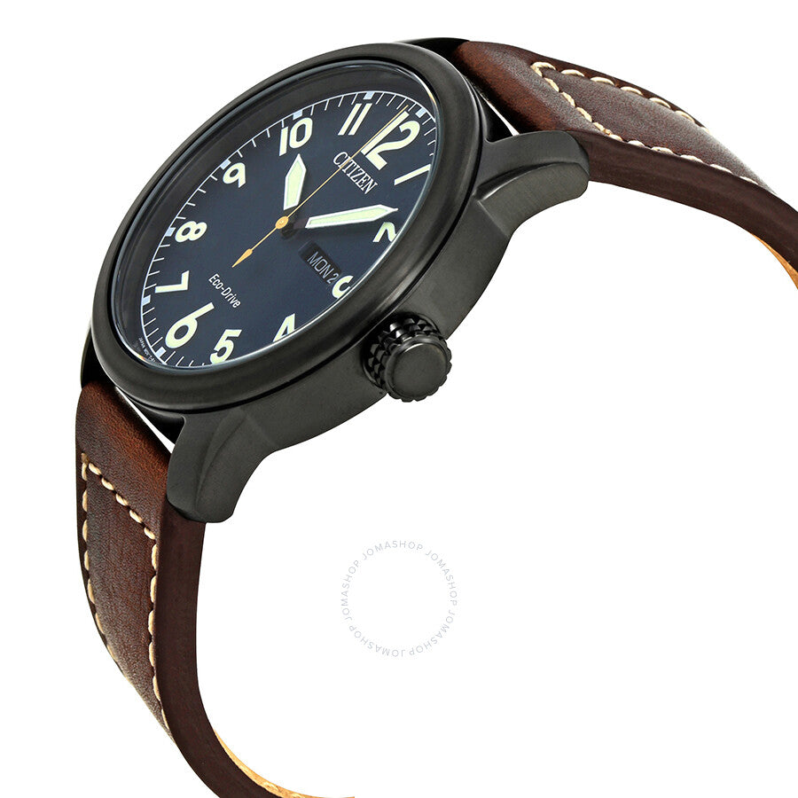Citizen Chandler Eco-Drive Reloj de hombre de cuero marrón con esfera azul oscuro BM8478-01L