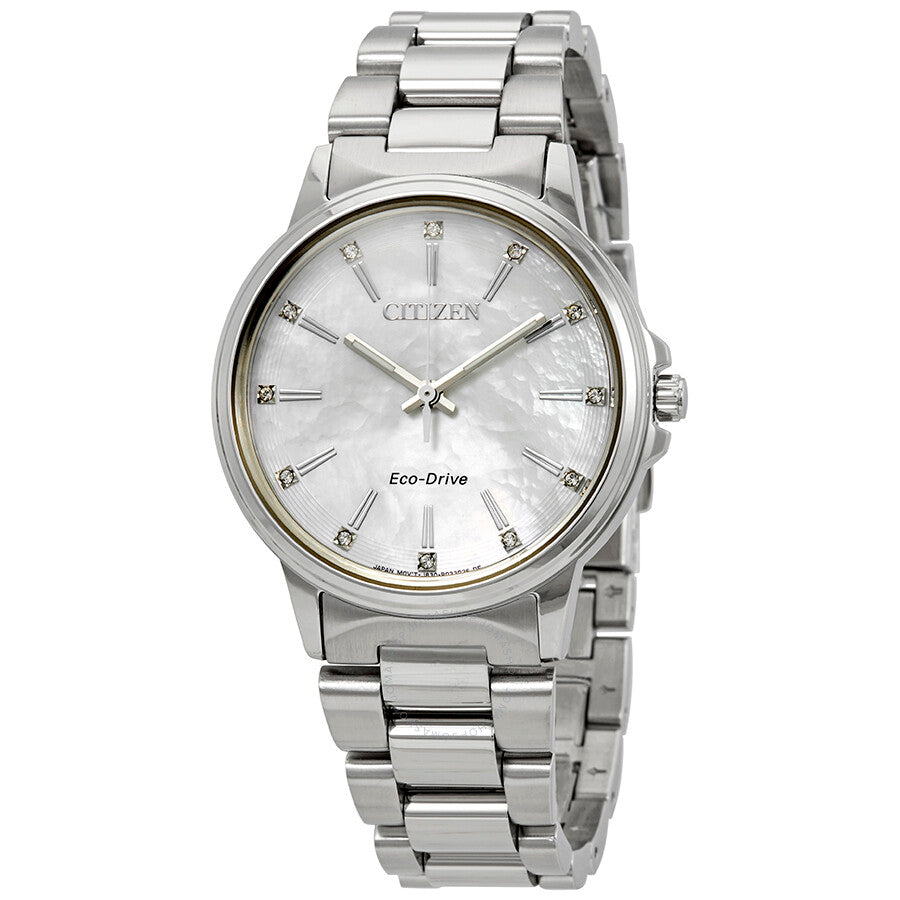 Citizen Chandler Eco-Drive Diamante Blanco Madreperla Dial Damas Reloj FE7030-57D