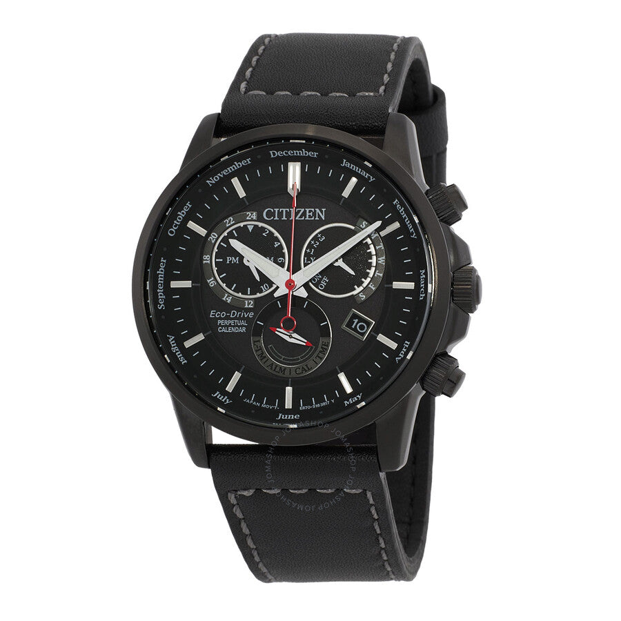 Citizen Chronograph Black Dial Black Leather Men's Watch BL8155-15E - The Watches Men & Co