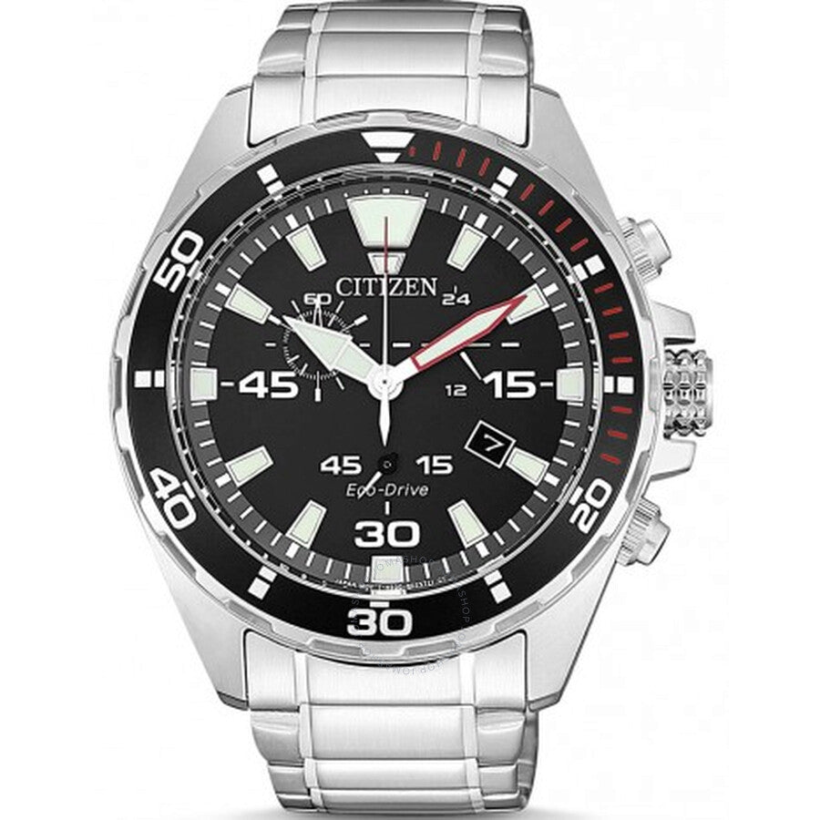 Citizen Chronograph Black Dial Stainless Steel Men's Watch AT2430-80E - The Watches Men & Co