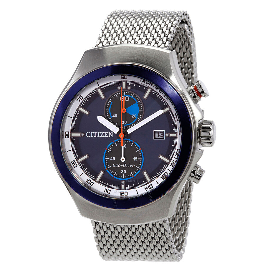 Citizen Chronograph Blue Dial Stainless Steel Mesh Men's Watch CA7011-83L - The Watches Men & Co