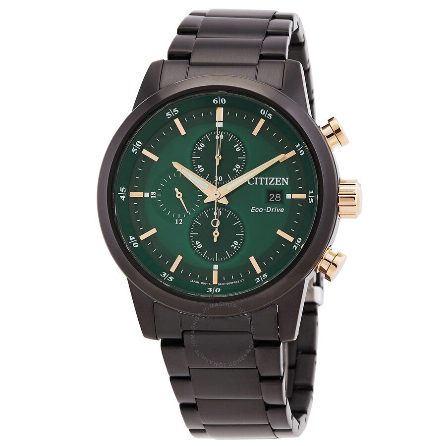 Citizen Chronograph Eco-Drive Green Dial Men's Watch CA0746-85X - The Watches Men & Co