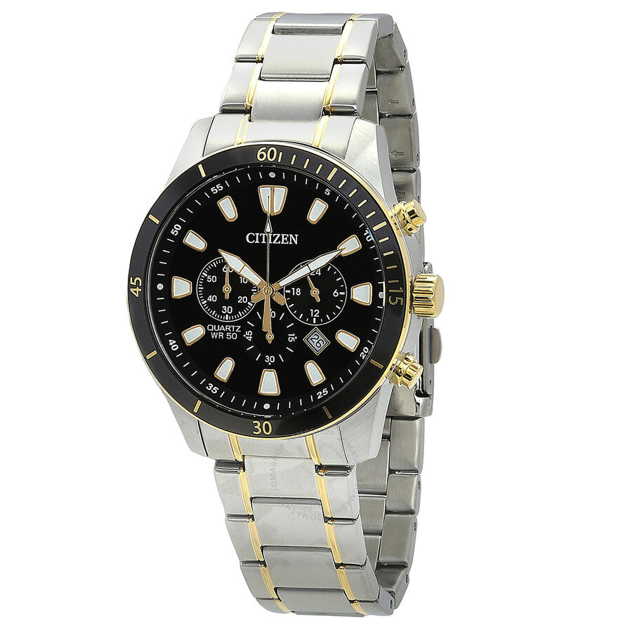 Citizen Chronograph Quartz Black Dial Two-Tone Men's Watch AN8184-89E - The Watches Men & Co