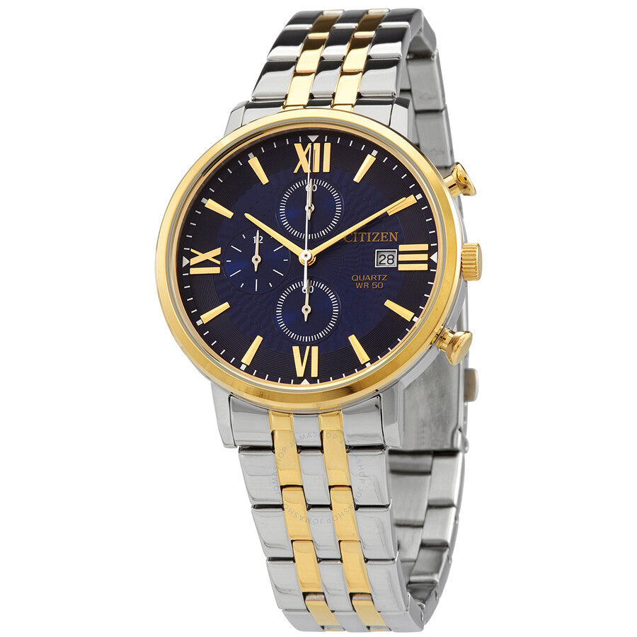Citizen Chronograph Quartz Blue Dial Two-tone Men's Watch AN3616-75L - The Watches Men & Co