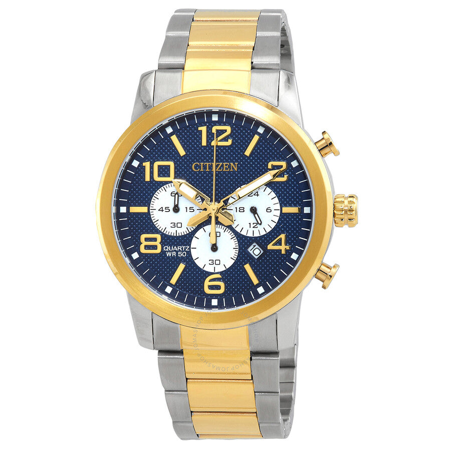 Citizen Chronograph Quartz Blue Dial Two-Tone Men's Watch AN8059-56L - The Watches Men & Co