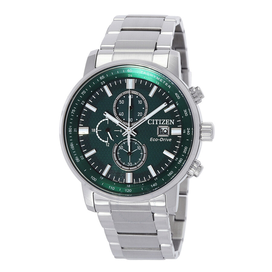 Citizen Chronograph Quartz Green Dial Men's Watch CA0840-87X - The Watches Men & Co