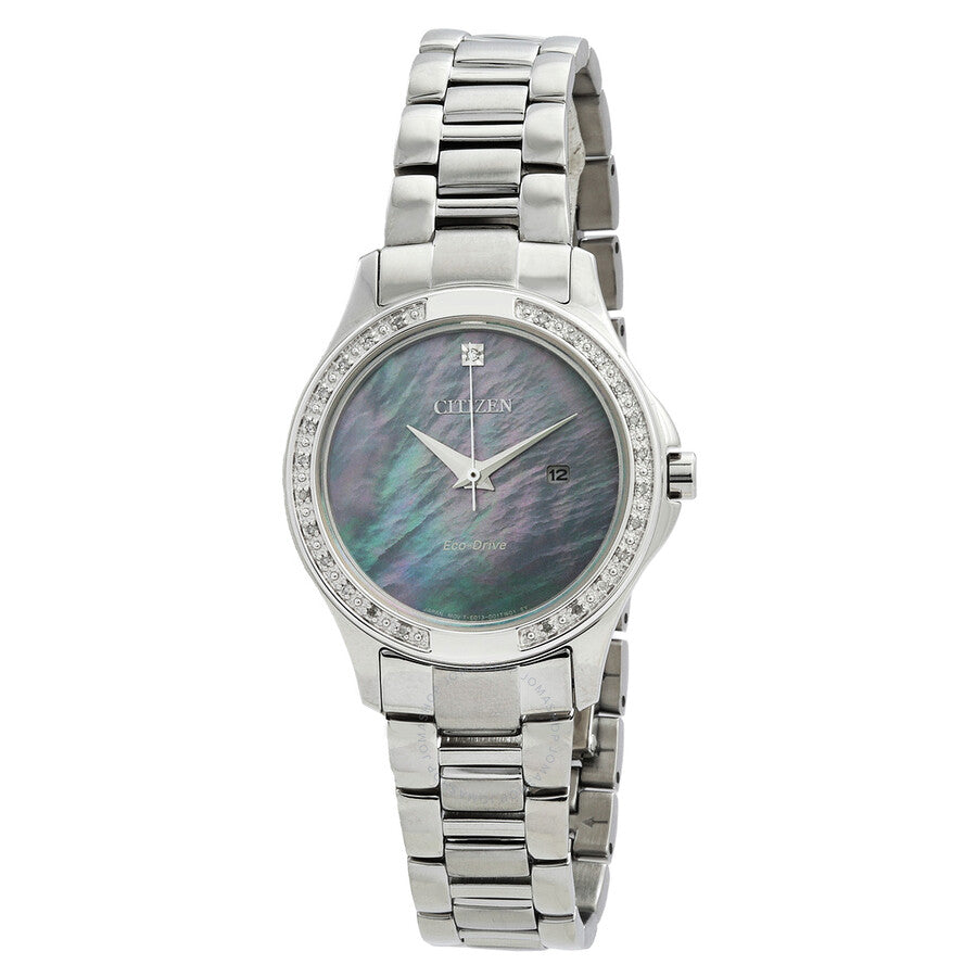 Citizen Classic Eco-Drive Crystal Mother of Pearl Dial Ladies Watch EW2640-54Y - The Watches Men & Co