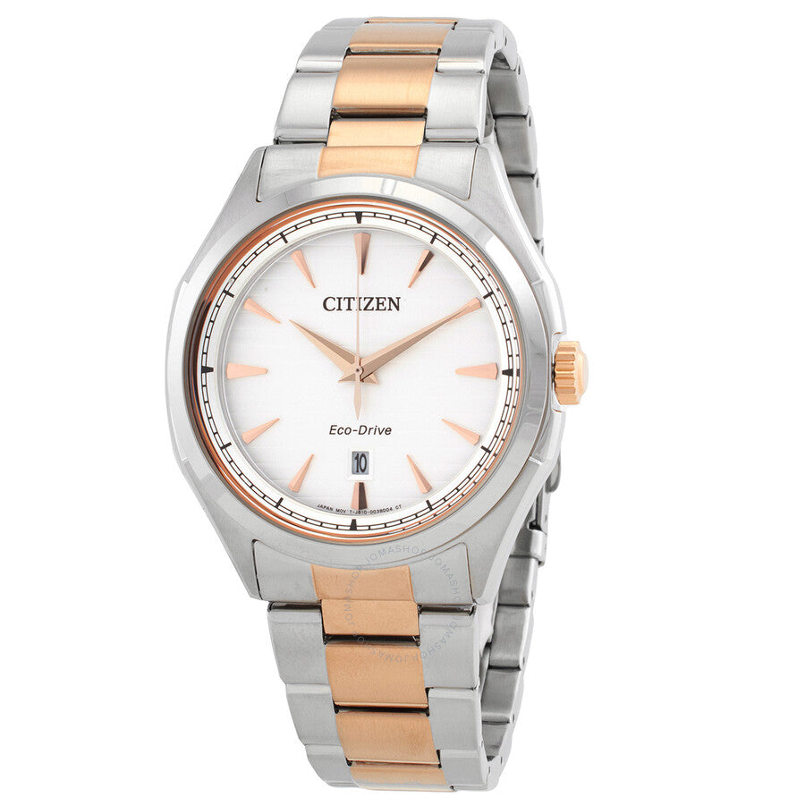 Citizen Core Eco-Drive White Dial Two-Tone Men's Watch AW1756-89A - The Watches Men & Co