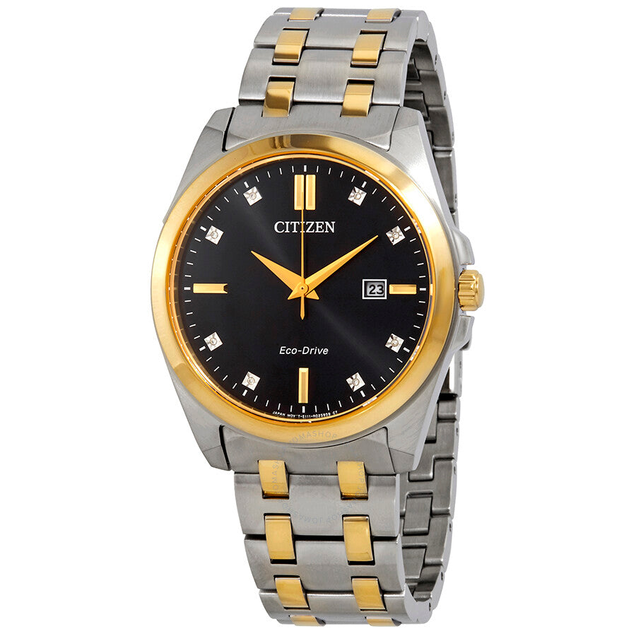 Citizen Corso Diamond Black Dial Two-tone Men's Watch BM7107-50E