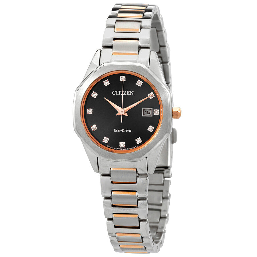 Citizen Corso Eco-Drive Diamond Black Dial Ladies Watch EW2586-58E - The Watches Men & Co