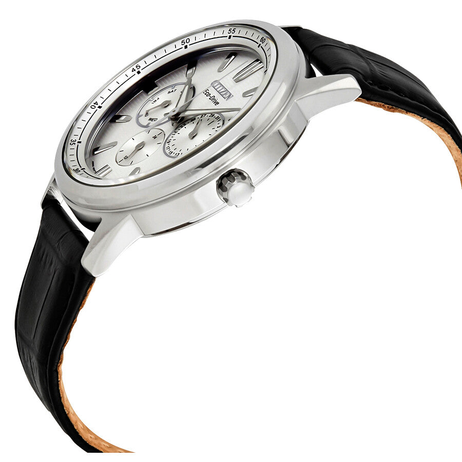 Citizen Corso Silver Dial Black Leather Men's Watch BU2070-04A