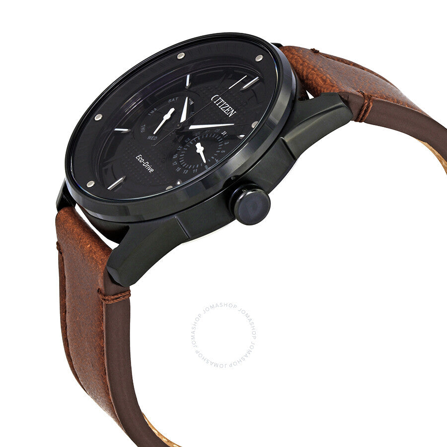 Citizen CTO Eco-Drive Black Dial Brown Leather Men's Watch BU4025-08E