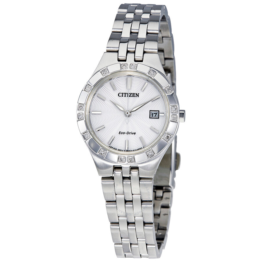 Citizen Diamond Silver-tone Stainless Steel Ladies Watch EW2330-51A - The Watches Men & Co