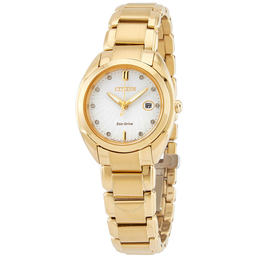 Citizen Diamond White Dial Gold-tone Ladies Watch EM0313-54A - The Watches Men & Co
