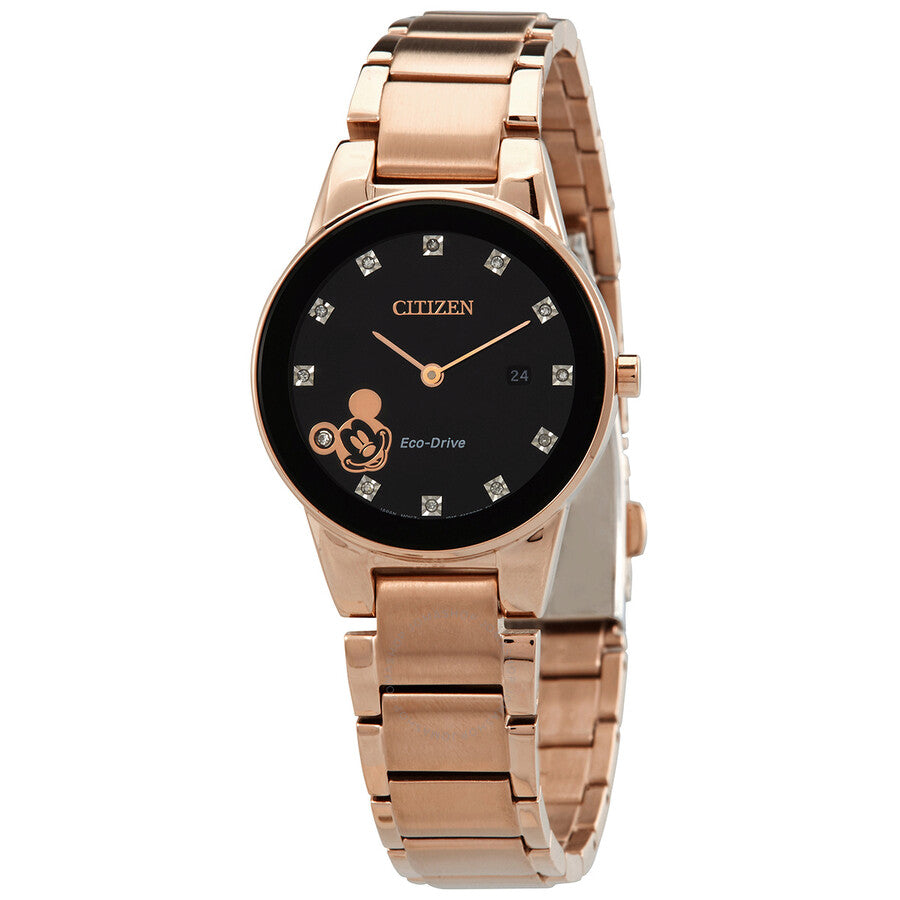 Citizen Disney Mickey Mouse Diamond Black Dial Ladies Watch GA1056-54W - The Watches Men & Co