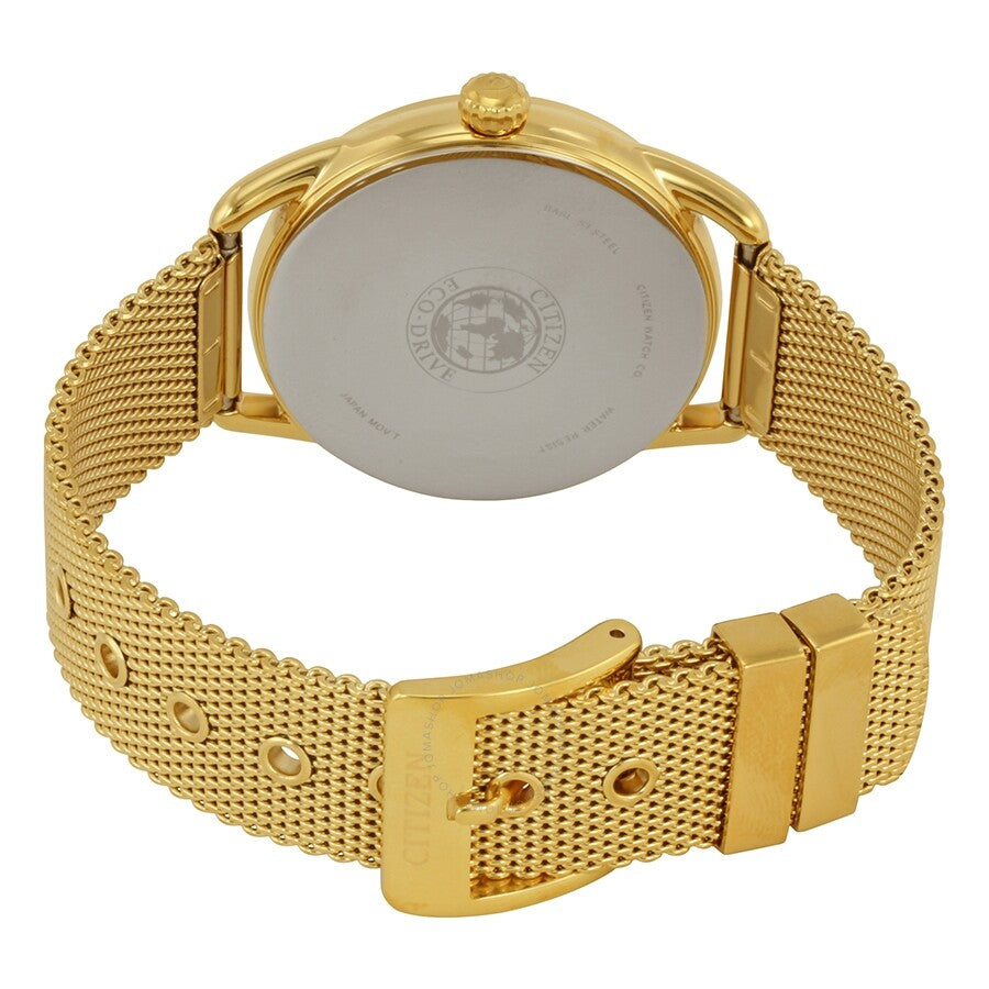 Citizen Drive Black Dial Gold-tone Mesh Ladies Watch FE6082-59E