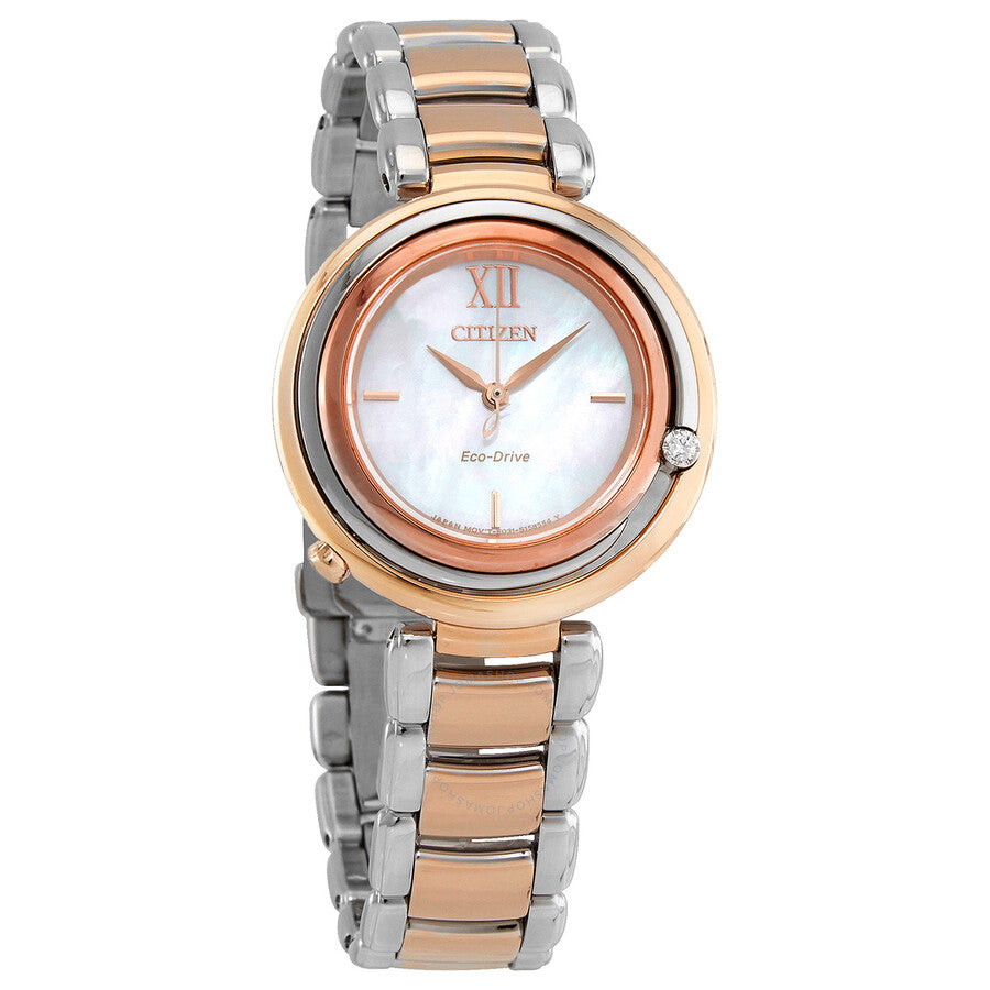 Citizen Eco Diamond Mother of Pearl Dial Ladies Watch EM0654-88D - The Watches Men & Co