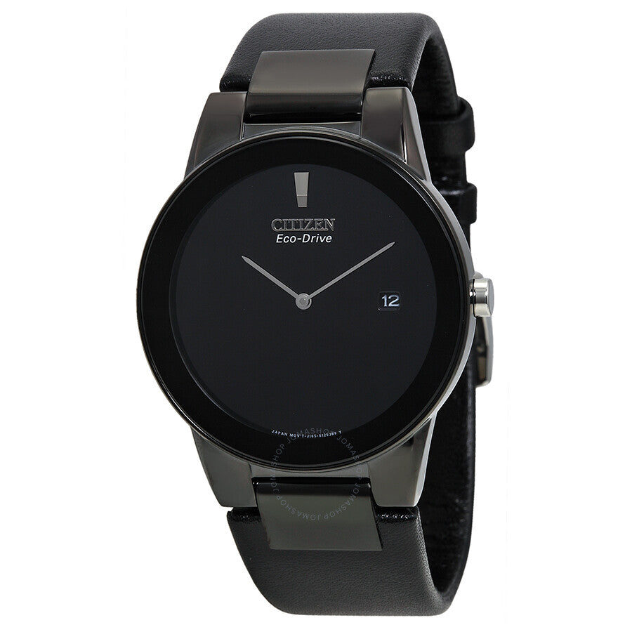 Citizen Eco Drive Axiom Black Dial Black Leather Men's Watch AU1065-07E