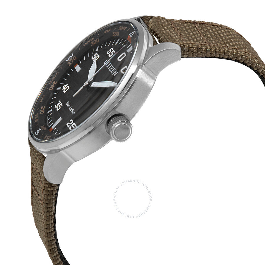 Citizen Eco-Drive Black Dial Brown Fabric Men's Watch BM7390-06E