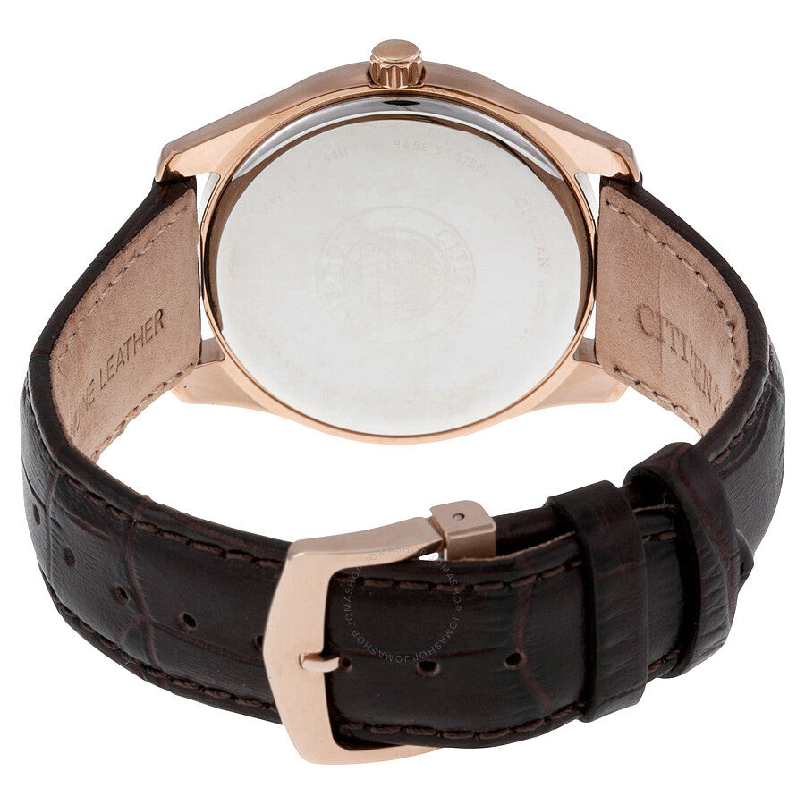 Citizen Eco Drive Reloj de hombre de cuero marrón con esfera negra AU1043-00E