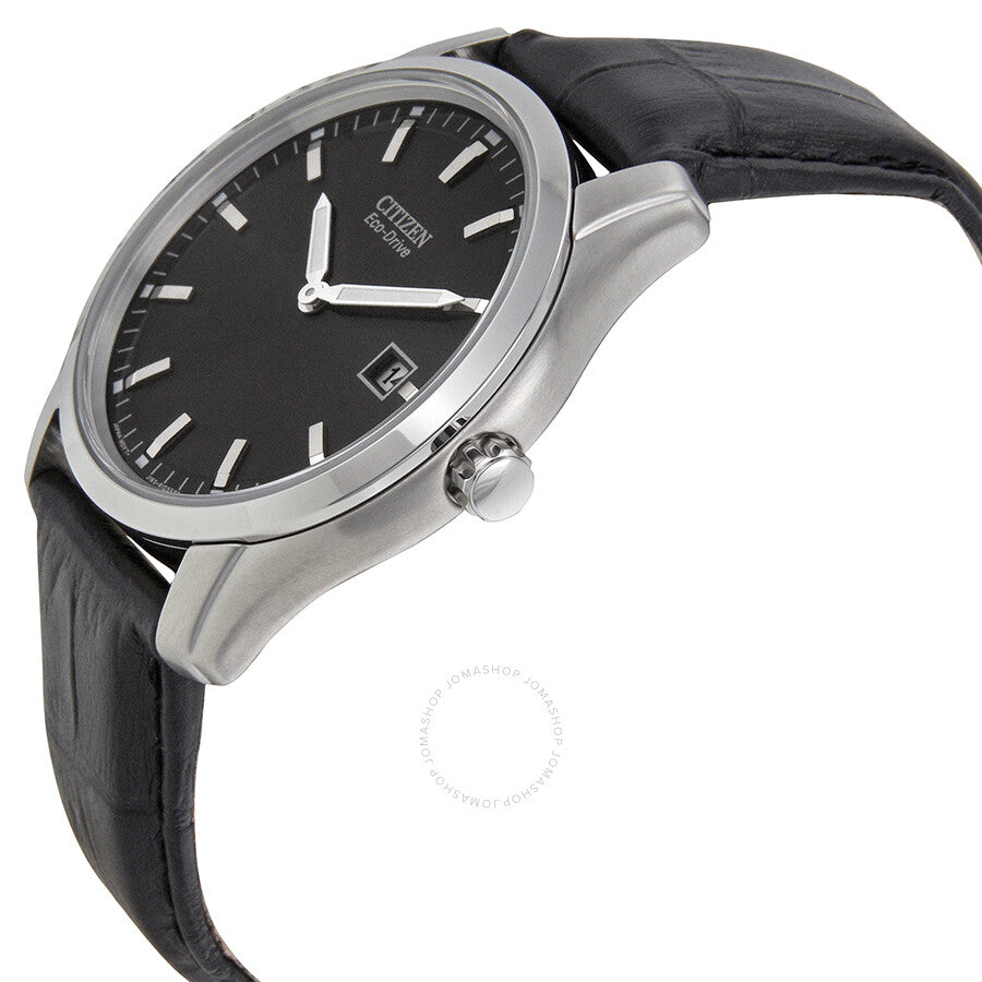 Citizen Eco Drive Black Dial Black Leather Men's Watch AU1040-08E