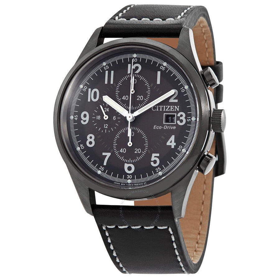 Citizen Eco-Drive Black Dial Black Leather Men's Watch CA0627-09H - The Watches Men & Co