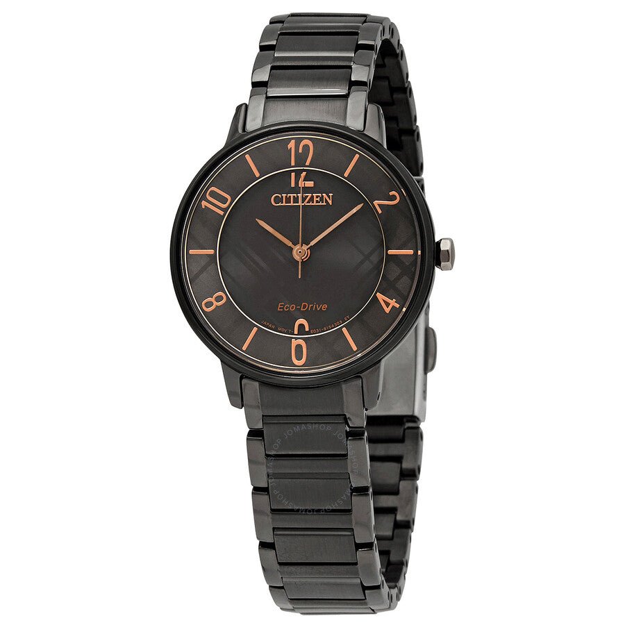 Citizen Eco-Drive Black Dial Black-plated Ladies Watch EM0528-82H - The Watches Men & Co