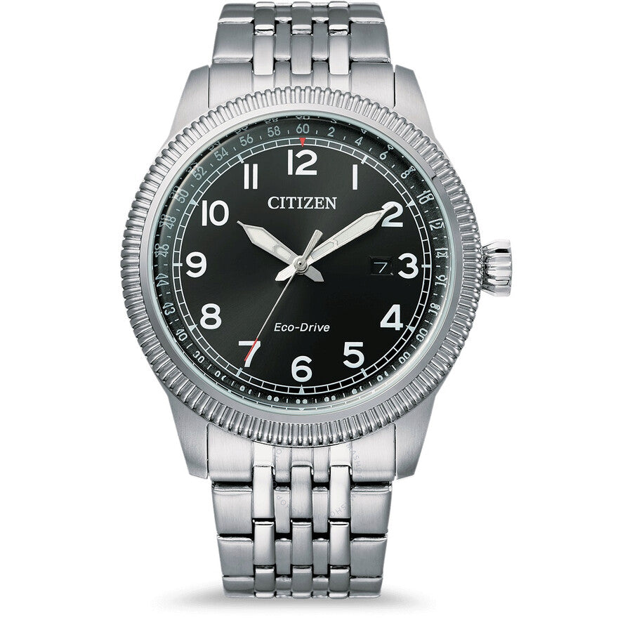 Citizen Eco-Drive Black Dial Stainless Steel Men's Watch BM7480-81E - The Watches Men & Co