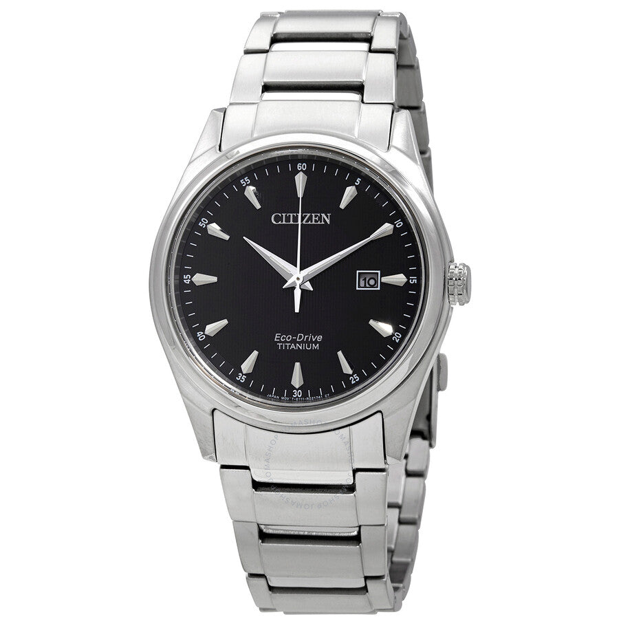 Citizen Eco-Drive Black Dial Titanium Men's Watch BM7360-82E - The Watches Men & Co