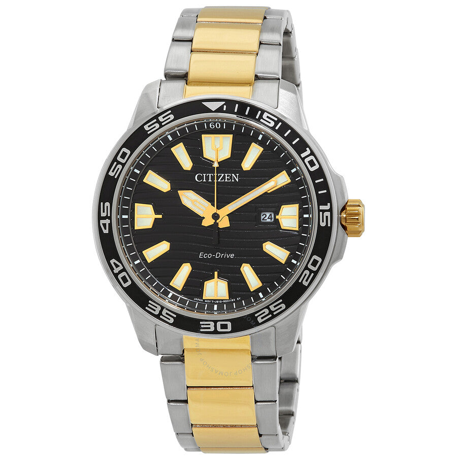 Citizen Eco-Drive Black Dial Two-Tone Men's Watch AW1704-82E - The Watches Men & Co