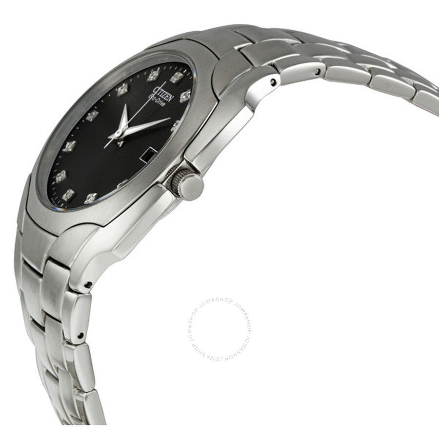 Citizen Eco Drive Reloj de hombre de acero inoxidable con esfera de diamante negro BM6010-55G