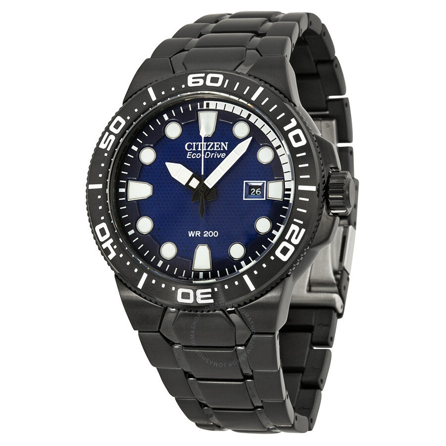 Citizen Eco Drive Blue Dial Black PVD Stainless Steel Men's Watch BN0095-59L - The Watches Men & Co