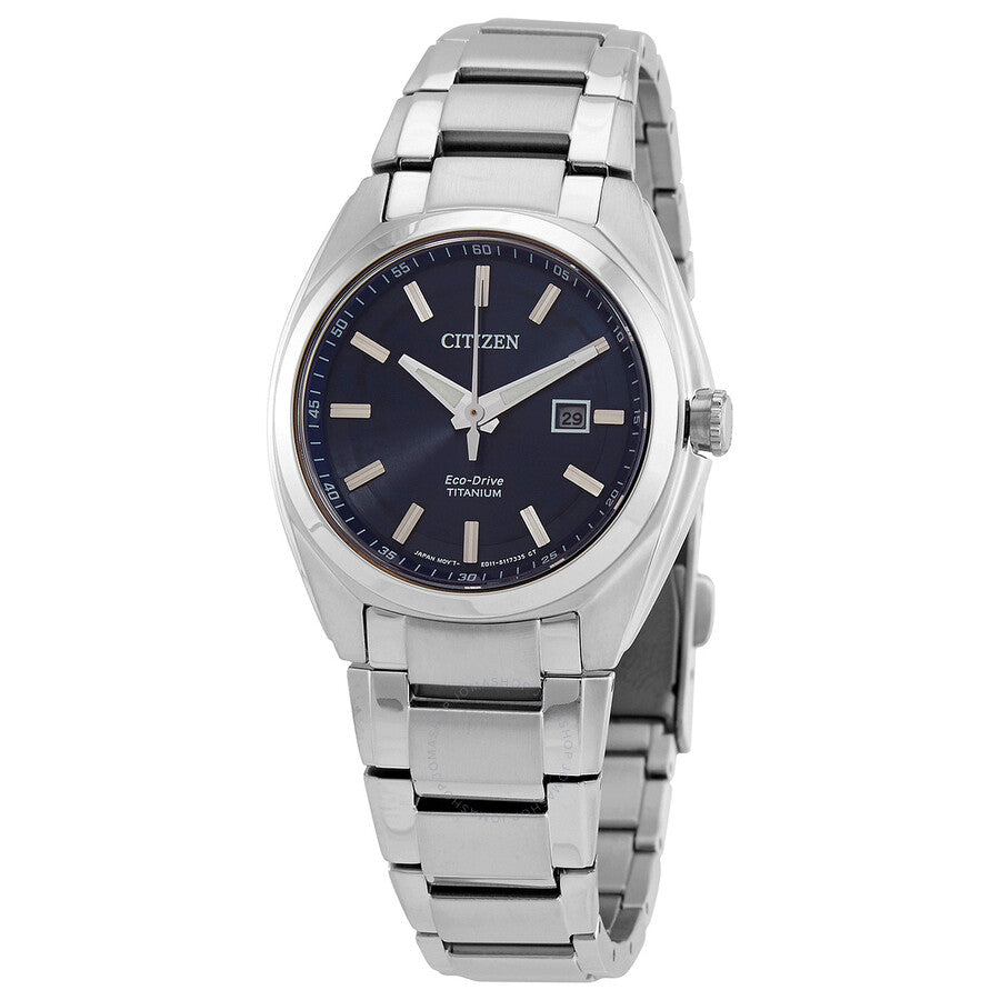 Citizen Eco Drive Blue Dial Titanium Ladies Watch EW2210-53L - The Watches Men & Co